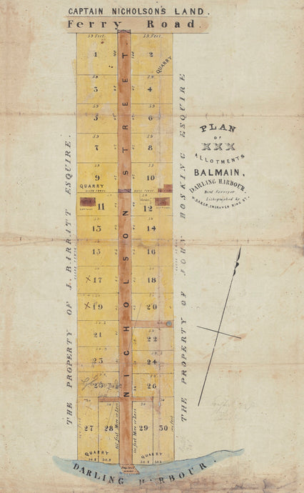 Plan of 30 Allotments Balmain, Darling Harbour