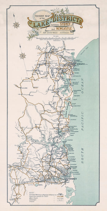 Tourist Map of the Lake District between Sydney & Newcastle