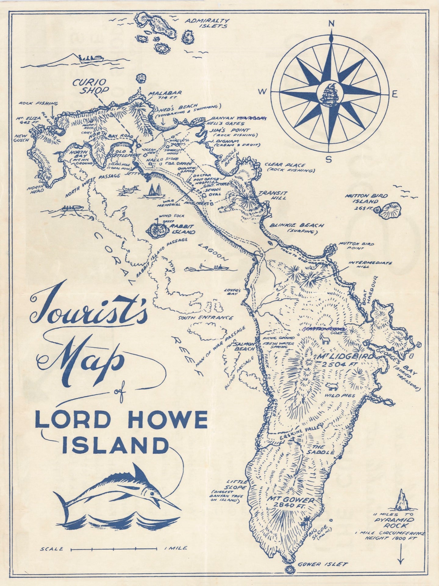 Howie Map Lord howe island tourist map | Specrizy.com