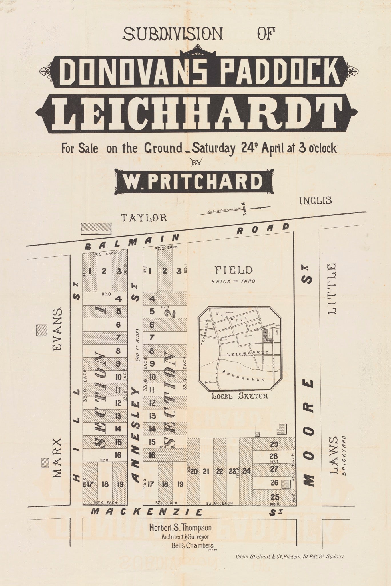 Subdivision of Donovans Paddock, Leichhardt