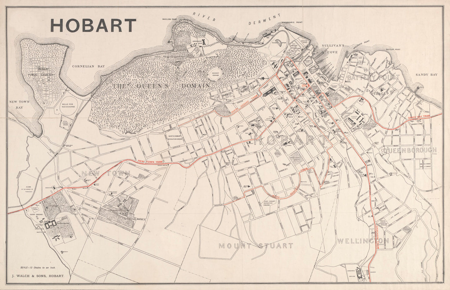 Hobart - Walch Tram Map
