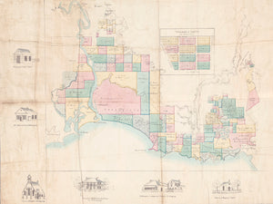 Map of the Illawarra from Shoalhaven to Kiama, with plan of Village of Dapto. Historic buildings from around the district.