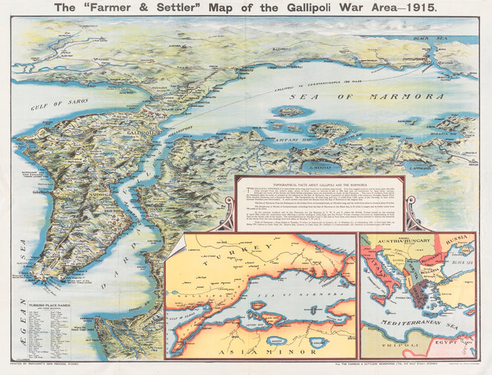 The Farmer & Settler Map of the Gallipoli War Area - 1915