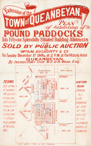 Extension of the Town of Queanbeyan, 1885