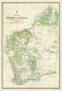 Map of Western Australia showing Pastoral Leases and Stock Routes