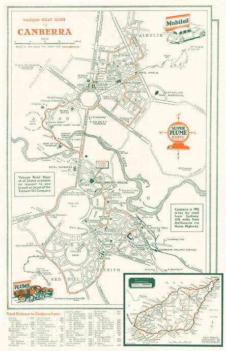 Vacuum Road Guide to Canberra, 1939