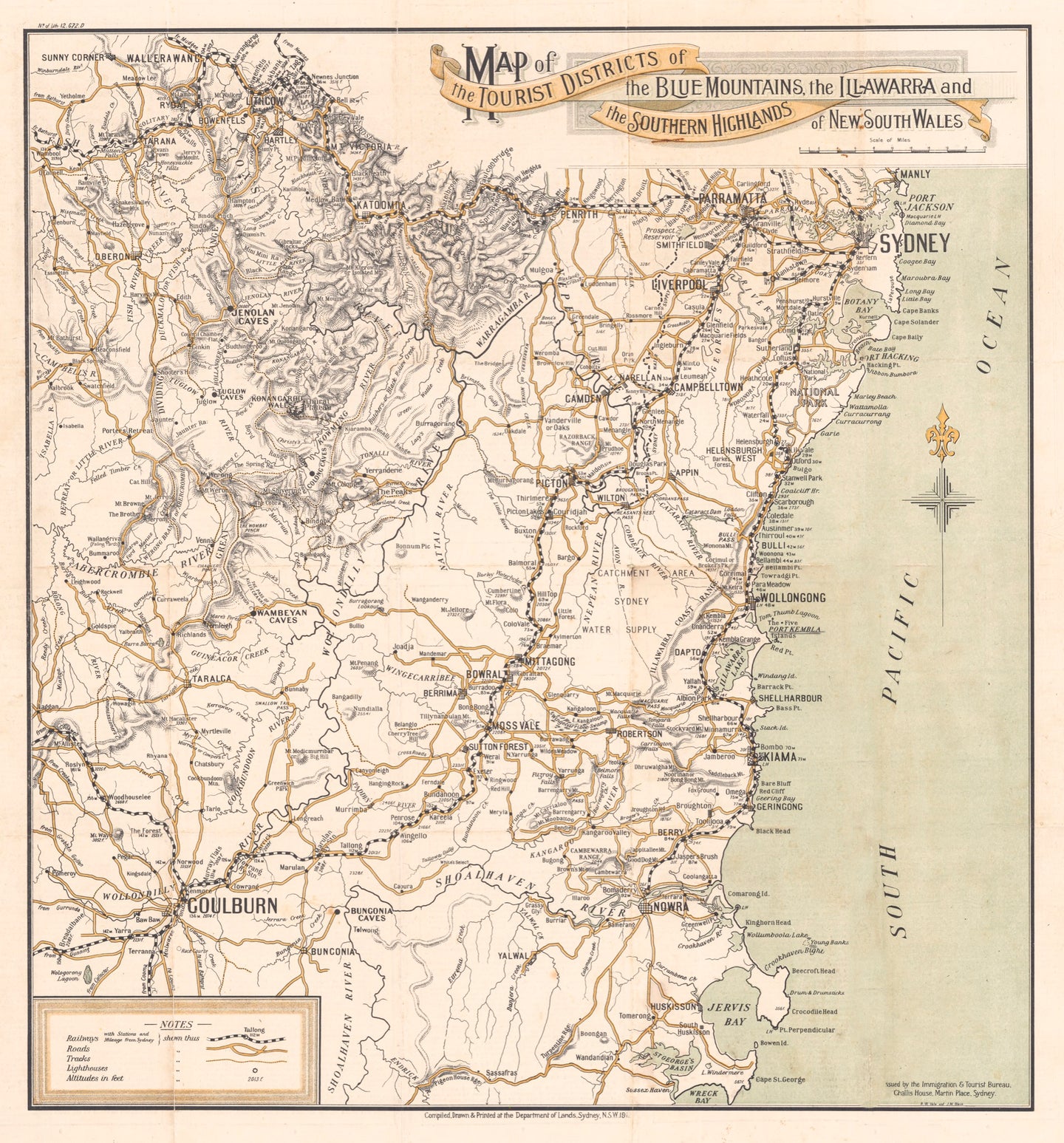 Map of the Tourist Districts of the Blue Mountains, the Illawarra and the Southern Highlands of New South Wales