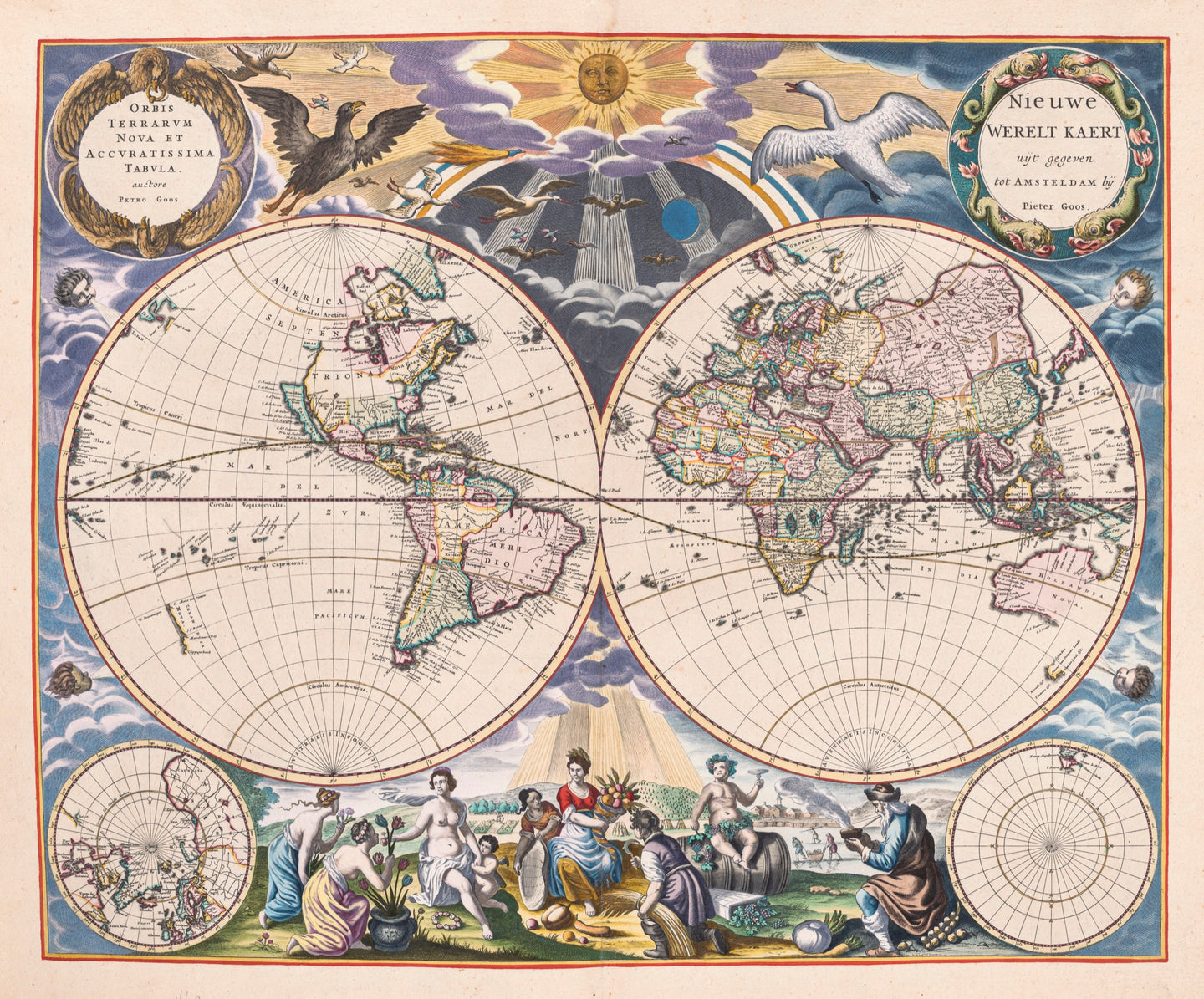 'New Map of the World' by P. Goos, 'The Sea Atlas of the Water World', 1668