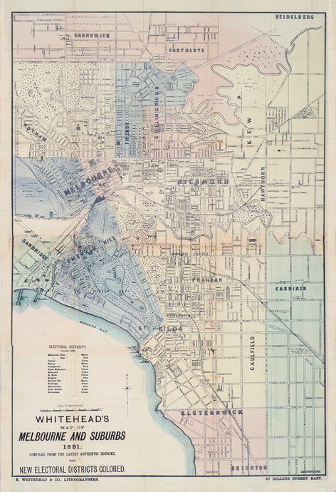 Whitehead's Map of Melbourne & Suburbs