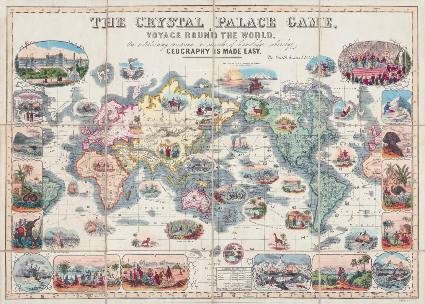 The Crystal Palace Game, Voyage round the World, An entertaining excursion in search of knowledge, whereby Geography is Made Easy.