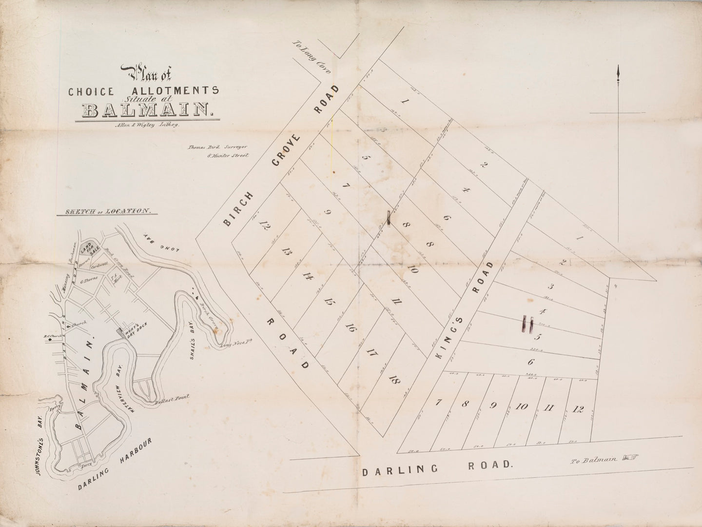 Plan of Choice Allotments situate at Balmain