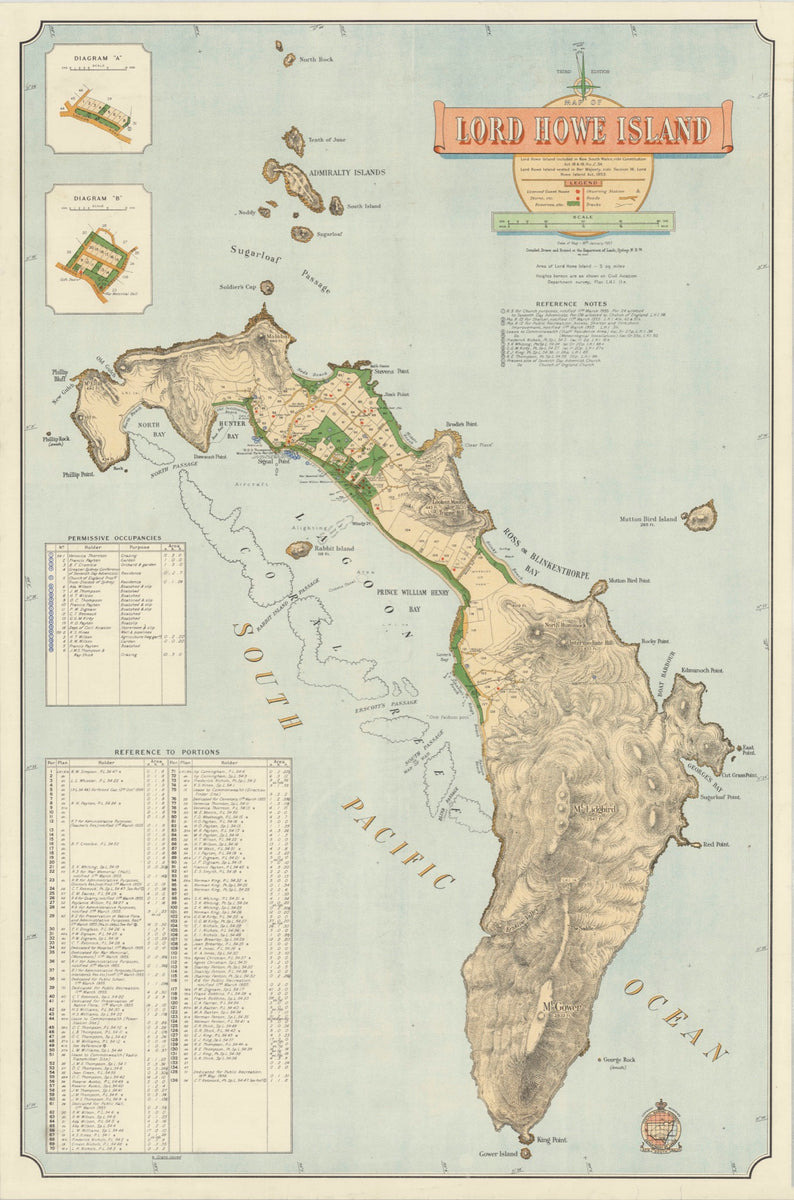 Howie Map Map of Lord Howe Island – Australia Prints