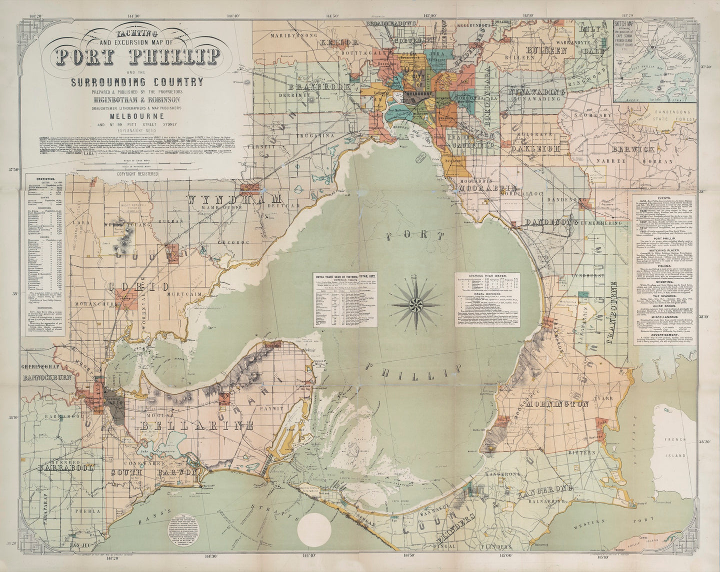 Yachting and Excursion Map of Port Phillip and the Surrounding Country
