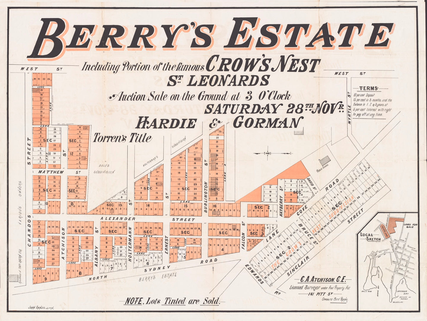 Berry's Estate including the famous Crows Nest, St Leonards, 1890