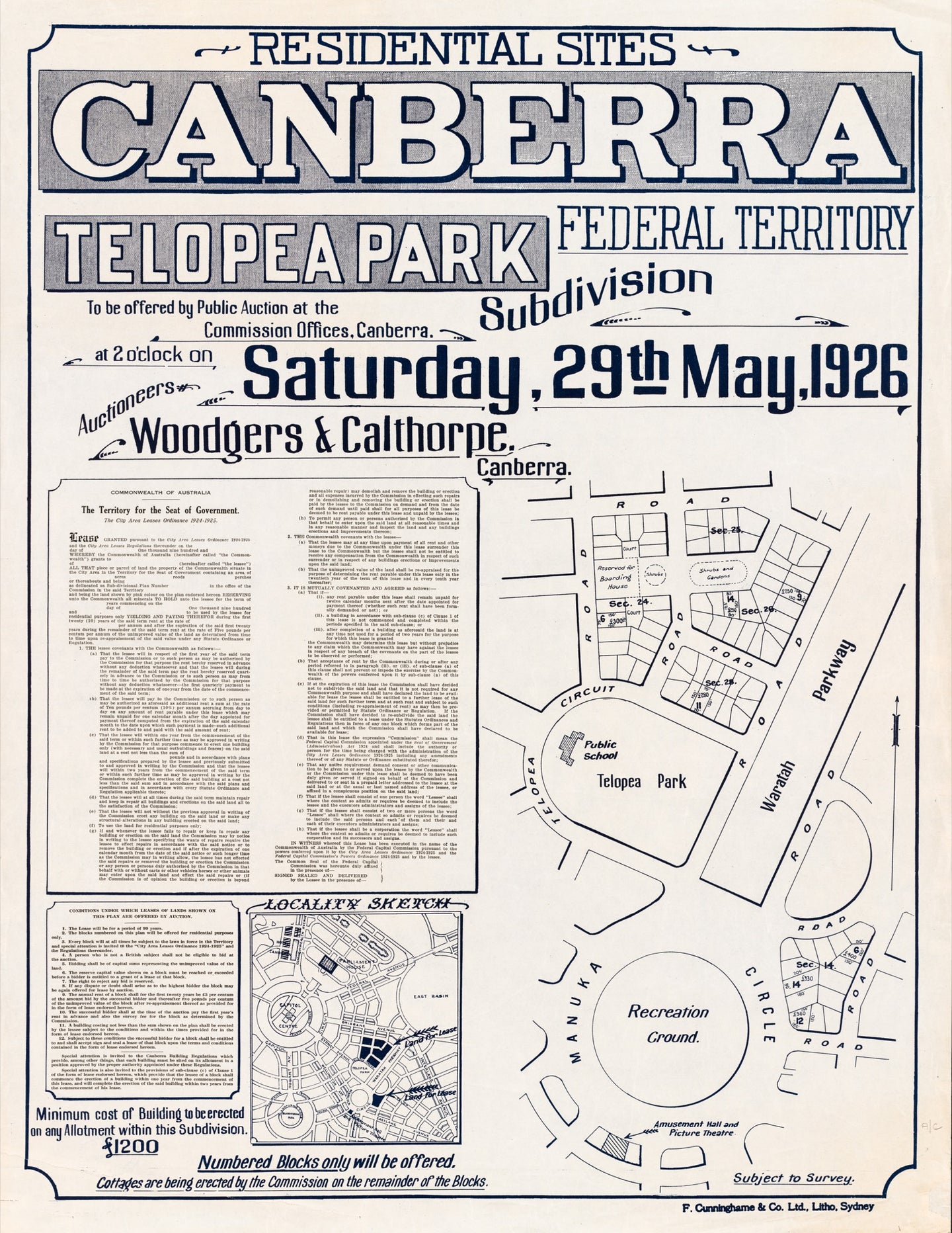 Residential Sites Canberra: Telopea Park, 1926