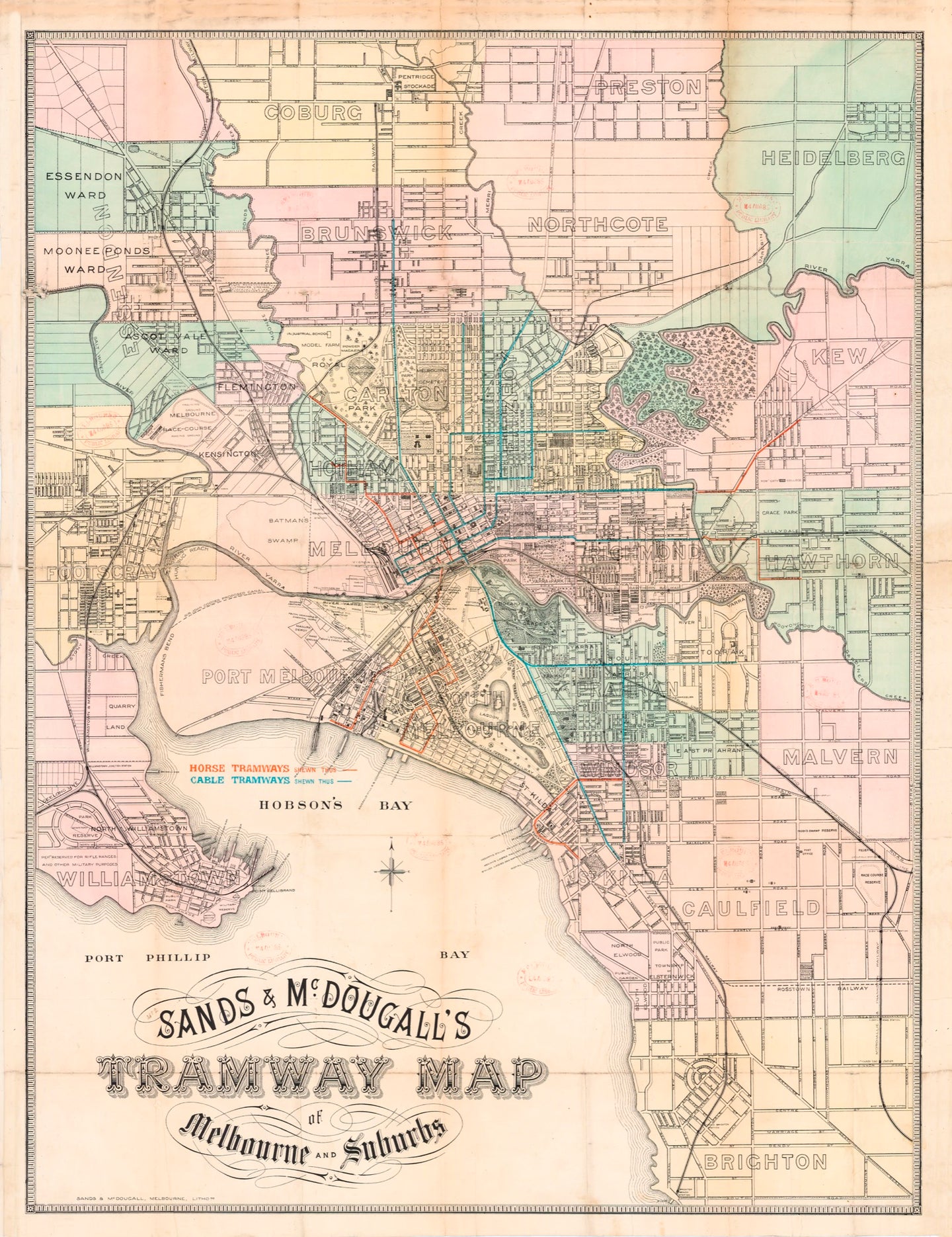 Sands & McDougall's Tramway Map of Melbourne and Suburbs