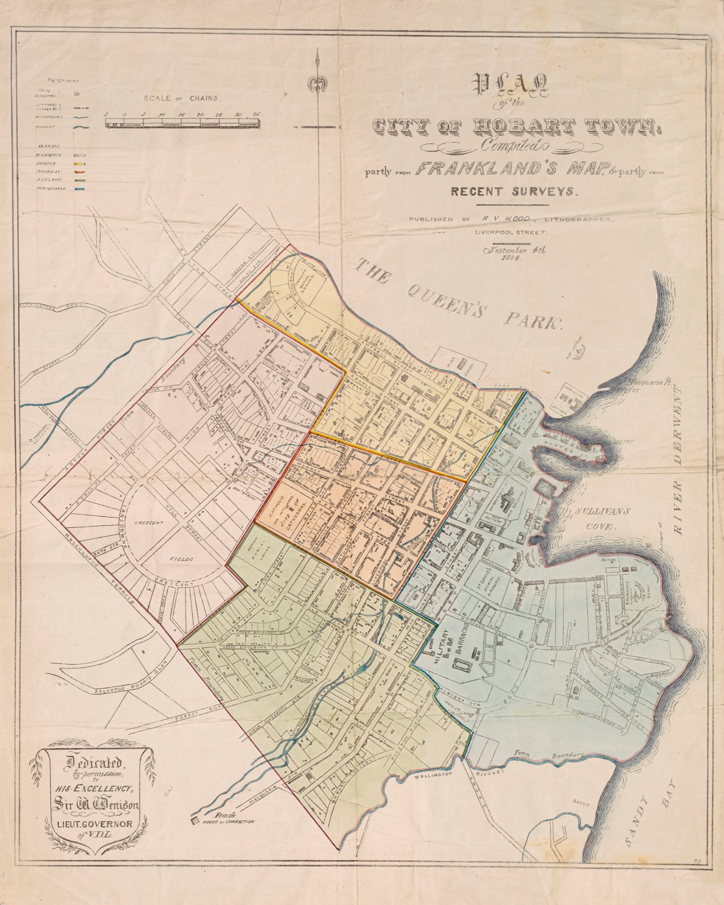 Plan of the City of Hobart Town, Compiled partly from Frankland's Map, & partly from Recent Surveys